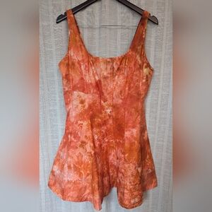 Hand Dyed Banana Republic Dress, Size 12, Fiery Sunset Tones
